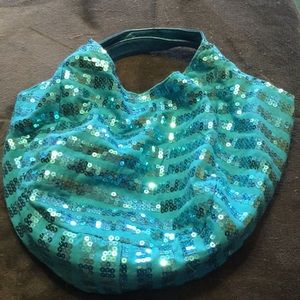 Justice hobo style shapeless blue sequin bag